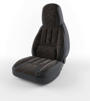 4 599 р. Чехлы для сидений Lord Autofashion Форсаж (экокожа)  Chevrolet Lanos  T100 (2002-2017) (Черный, вставка Велюр Сарния). Увеличить фотографию 1