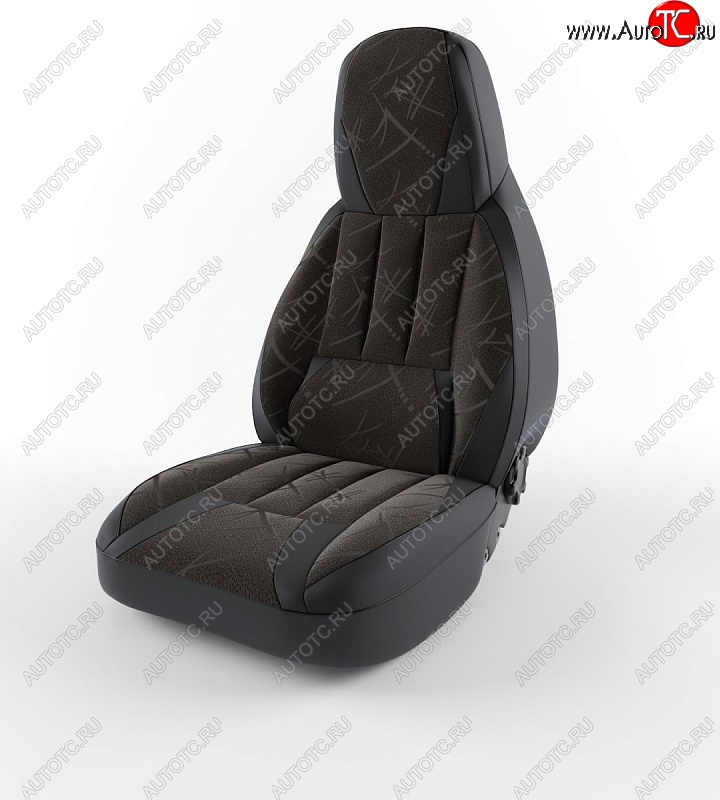 4 599 р. Чехлы для сидений Lord Autofashion Форсаж (экокожа)  Chevrolet Lanos  T100 (2002-2017) (Черный, вставка Велюр Сарния)