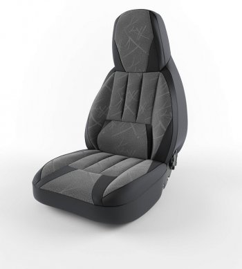 4 599 р. Чехлы для сидений Lord Autofashion Форсаж (экокожа)  Chevrolet Lanos  T100 (2002-2017) (Черный, вставка флок Серый флеш). Увеличить фотографию 1
