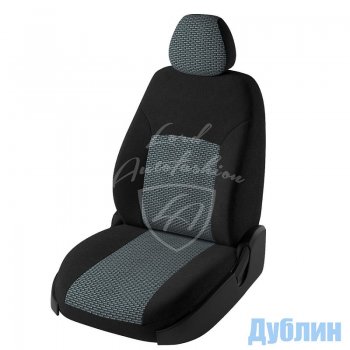 6 499 р. Чехлы для сидений Lord Autofashion Дублин (жаккард, 60/40, 2 горба)  Chevrolet Lanos  T100 (2002-2017) (Чёрный, вставка Сеул серый). Увеличить фотографию 2
