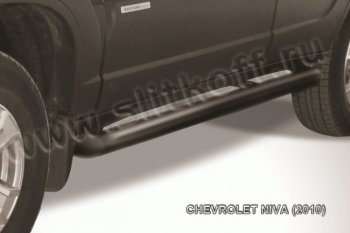 8 349 р. Защита порогов d76 труба Slitkoff Chevrolet Niva 2123 рестайлинг (2009-2020) (Нержавейка, Полированная). Увеличить фотографию 1