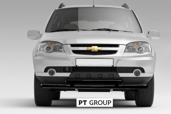 5 399 р. Защита переднего бампера Petroil Tuning (Ø63/51 мм)  Chevrolet Niva  2123 (2009-2020), Лада 2123 (Нива Шевроле) (2009-2021) (Сталь с полимерным покрытием в цвет: черный ❞Шагрень❝). Увеличить фотографию 1