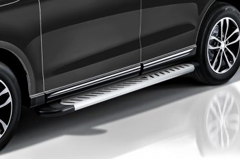 19 349 р. Пороги алюминиевые Slitkoff  Chevrolet Niva  2123 (2009-2020) (Elite Silver). Увеличить фотографию 2