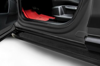 Пороги алюминиевые Slitkoff Chevrolet Niva 2123 рестайлинг (2009-2020)  (Standart Black)