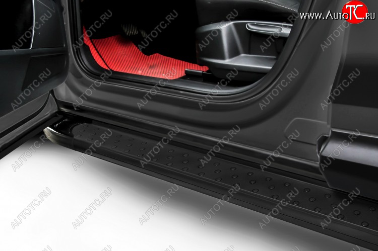 19 349 р. Пороги алюминиевые Slitkoff Chevrolet Niva 2123 рестайлинг (2009-2020) (Standart Black)