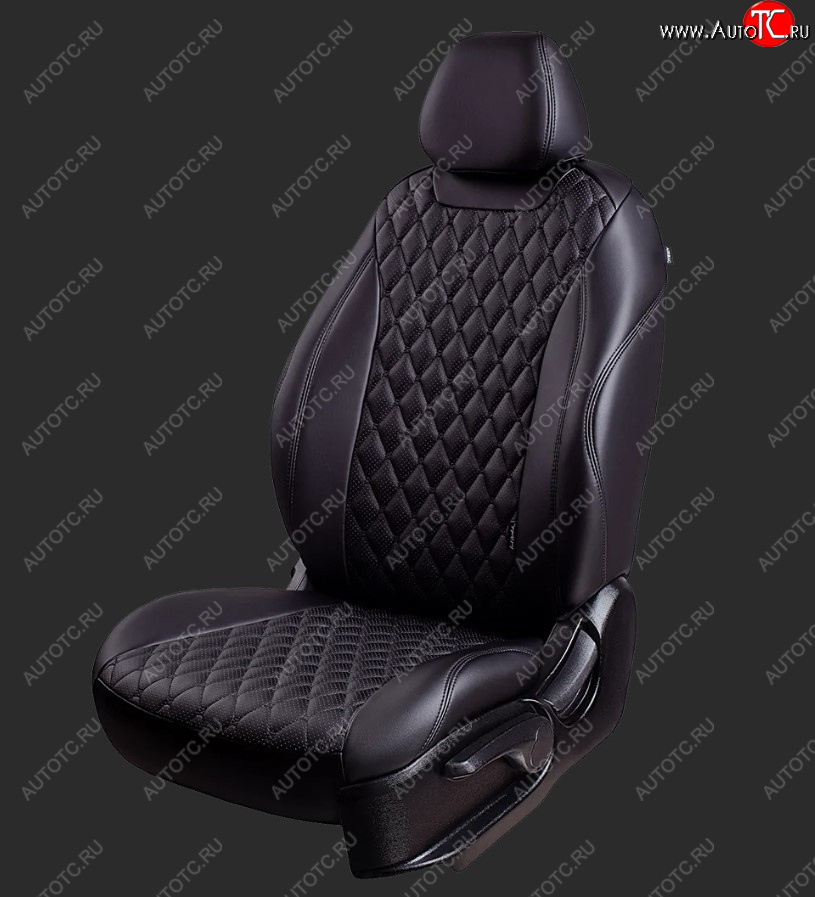 12 499 р. Чехлы для сидений Lord Autofashion Байрон (экокожа, комплектация LS+ c 2016 г., водительское кресло с подлокотником, спинка и сиденье 60/40, 2 П-образных подголовника)  Chevrolet Niva  2123 (2009-2020), Лада 2123 (Нива Шевроле) (2009-2021) (Черный, вставка черная, строчка черная)