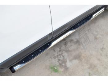 18 799 р. Защита порогов (круглая труба с накладками, диаметр 76 мм) Russtal Chevrolet Niva 2123 дорестайлинг (2002-2008) (Пластиковые заглушки). Увеличить фотографию 1