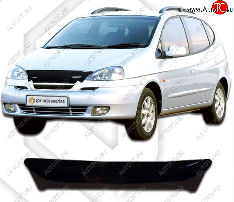 1 799 р. Дефлектор капота CA-Plastic  Chevrolet Rezzo (2000-2008) (Classic черный, Без надписи)