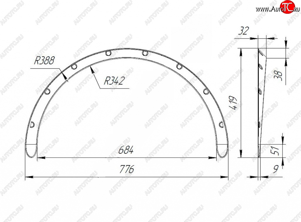 Универсальные накладки на колёсные арки RA (30 мм) ВАЗ (Лада) 2101 (1970-1988)  (Шагрень: 4 шт. (2 мм)) feu052702 feu052700 feu052700. Подробнее