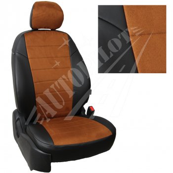 13 449 р. Чехлы сидений AUTOPILOT Алькантара ()  Chevrolet Spark  M300 (2010-2022) (Черный + Коричневый). Увеличить фотографию 1