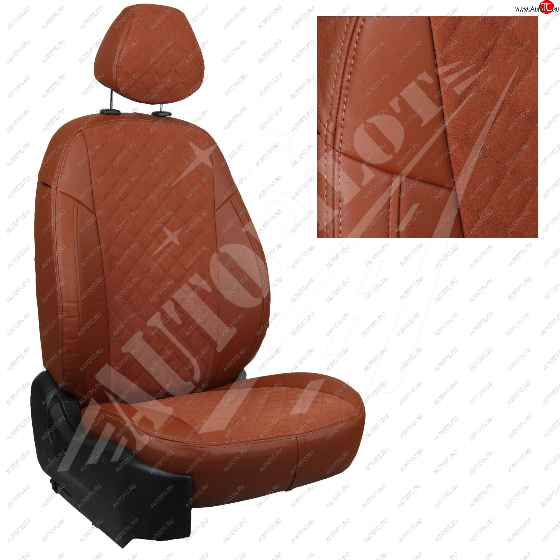 13 999 р. Чехлы сидений AUTOPILOT Алькантара Ромб (задние спинка и сиденье 60/40  Chevrolet Spark  M300 (2010-2022) (Коричневый + Коричневый)