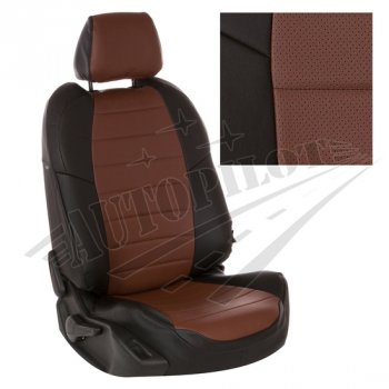 7 249 р. Чехлы сидений AUTOPILOT Экокожа (задние спинка и сиденье 40/60)  Chevrolet Spark  M300 (2010-2022) (Черный + Темно коричневый). Увеличить фотографию 1