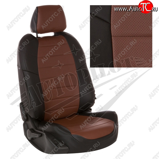 7 249 р. Чехлы сидений AUTOPILOT Экокожа (задние спинка и сиденье 40/60)  Chevrolet Spark  M300 (2010-2022) (Черный + Темно коричневый)