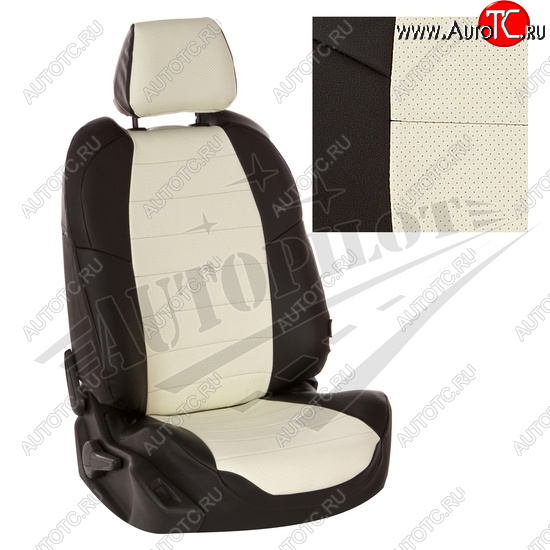 7 499 р. Чехлы сидений AUTOPILOT Экокожа (задние спинка и сиденье 40/60)  Chevrolet Spark  M300 (2010-2022) (Черный + Белый)