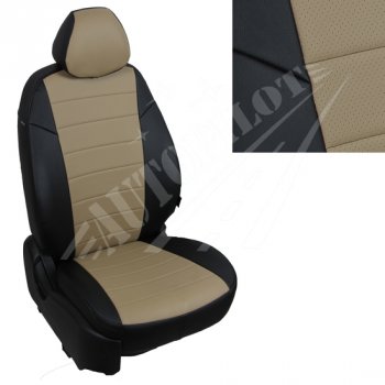 13 449 р. Чехлы сидений AUTOPILOT Экокожа (задние спинка и сиденье 40/60)  Chevrolet Spark  M300 (2010-2022) (Черный + Темно бежевый). Увеличить фотографию 1