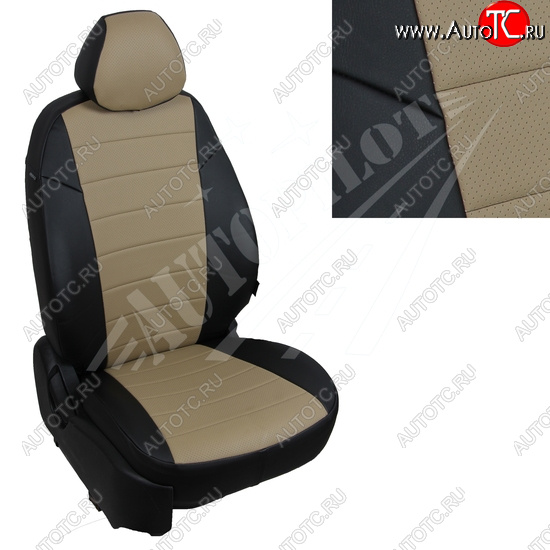 13 449 р. Чехлы сидений AUTOPILOT Экокожа (задние спинка и сиденье 40/60)  Chevrolet Spark  M300 (2010-2022) (Черный + Темно бежевый)