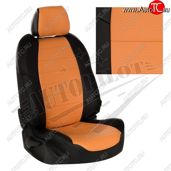 13 449 р. Чехлы сидений AUTOPILOT Экокожа (задние спинка и сиденье 40/60)  Chevrolet Spark  M300 (2010-2022) (Черный + Оранжевый)