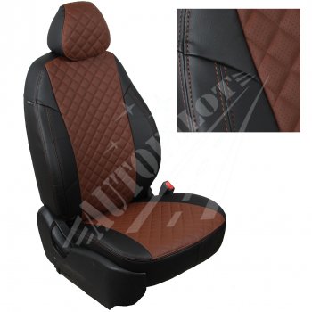 14 499 р. Чехлы сидений AUTOPILOT Экокожа Ромб (задние спинка и сиденье 40/60)  Chevrolet Spark  M300 (2010-2022) (Черный + Темно коричневый). Увеличить фотографию 1
