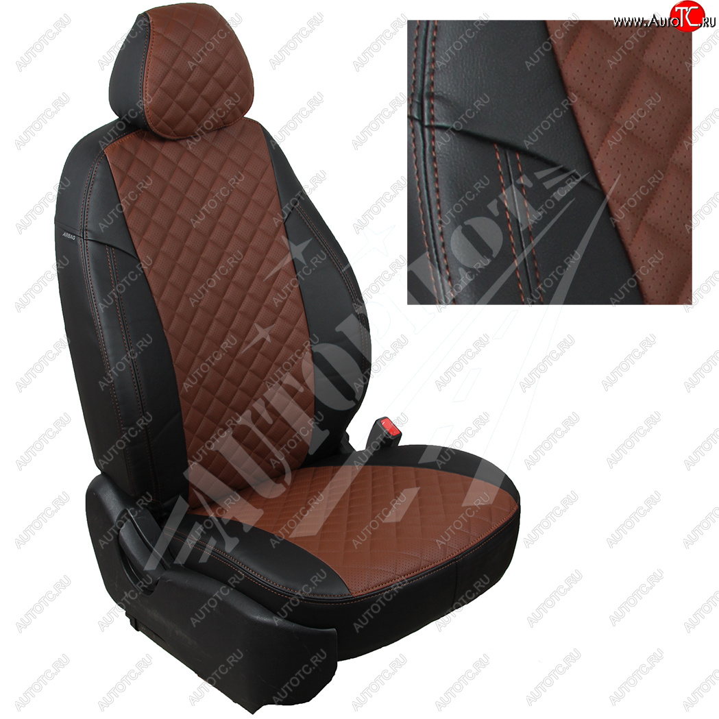 13 999 р. Чехлы сидений AUTOPILOT Экокожа Ромб (задние спинка и сиденье 40/60)  Chevrolet Spark  M300 (2010-2022) (Черный + Темно коричневый)