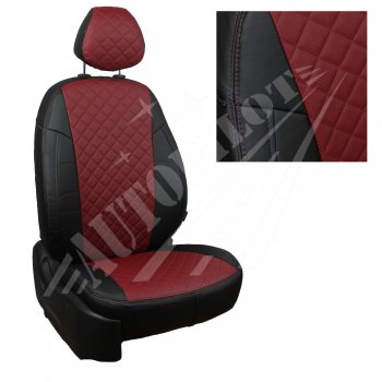 13 999 р. Чехлы сидений AUTOPILOT Экокожа Ромб (задние спинка и сиденье 40/60)  Chevrolet Spark  M300 (2010-2022) (Черный + Бордовый). Увеличить фотографию 1