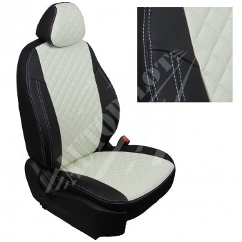 13 999 р. Чехлы сидений AUTOPILOT Экокожа Ромб (задние спинка и сиденье 40/60)  Chevrolet Spark  M300 (2010-2022) (Черный + Белый). Увеличить фотографию 1