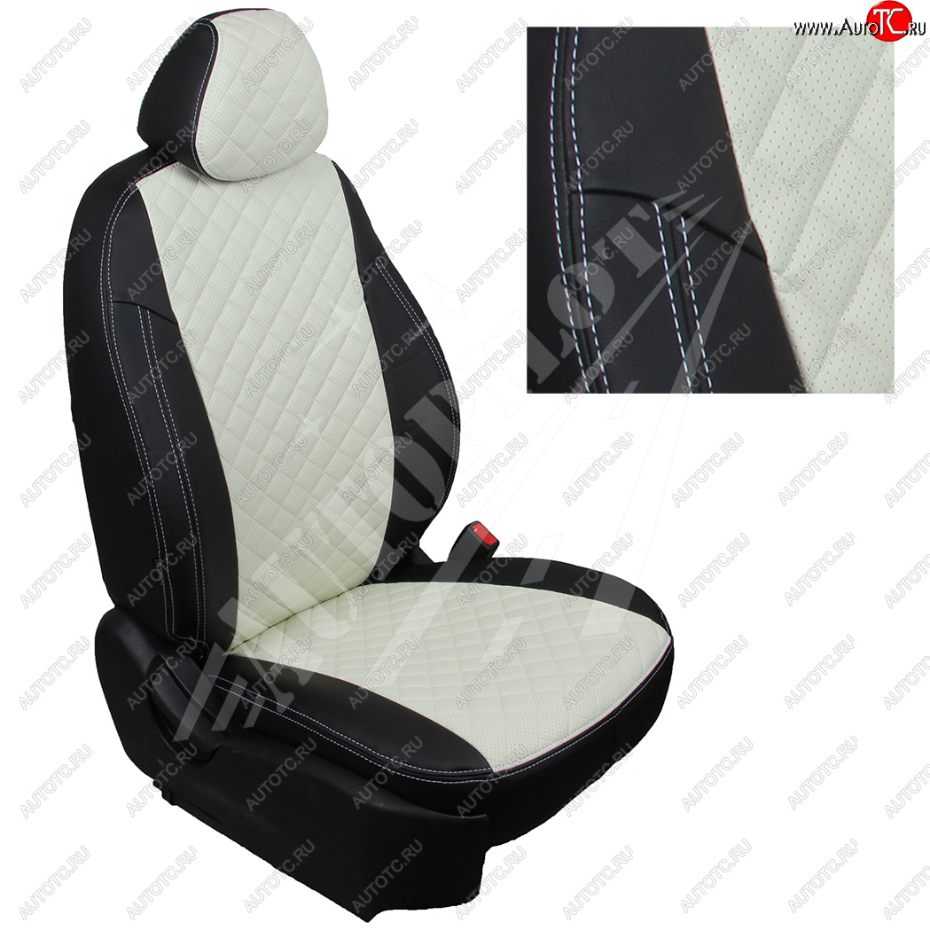 13 999 р. Чехлы сидений AUTOPILOT Экокожа Ромб (задние спинка и сиденье 40/60)  Chevrolet Spark  M300 (2010-2022) (Черный + Белый)