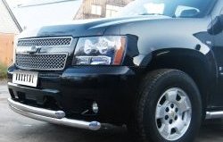 23 999 р. Защита переднего бампера (2 трубыØ76 мм, нержавейка) Russtal Chevrolet Tahoe GMT900 5 дв. (2006-2013). Увеличить фотографию 1