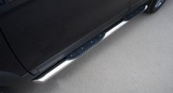 18 799 р. Защита порогов с пластиковыми вставками для ног из круглой трубы диаметром 76 мм (дорестайлинг) Russtal  Chevrolet Tahoe  GMT900 (2006-2013) (Защита порогов с со скосами на торцах (вариант 1)). Увеличить фотографию 1