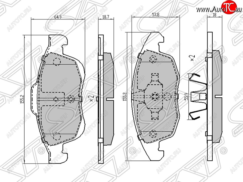 1 449 р. Комплект тормозных колодок SAT (передние) CITROEN Berlingo B9 дорестайлинг (2008-2016)