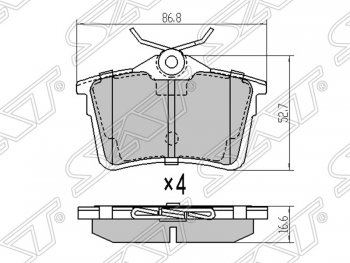 939 р. Колодки тормозные SAT (задние) Peugeot Partner B9 1-ый рестайлинг (2012-2015). Увеличить фотографию 1