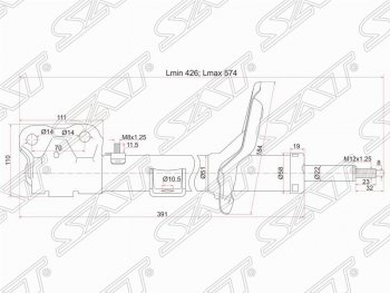 Левый амортизатор передний SAT Mitsubishi Outlander XL (CW)  рестайлинг (2010-2013)