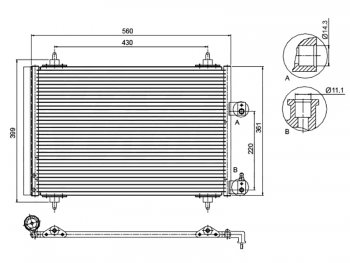 5 799 р. Радиатор кондиционера SAT (1.6D / 1.8 / 2.0 / 2.0D / 2.2D / 3.0) Peugeot 307 хэтчбэк 5 дв. рестайлинг (2005-2008). Увеличить фотографию 1