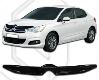 1 759 р. Дефлектор капота CA-Plastic  CITROEN C4  B7 (2011-2018) хэтчбэк 5 дв. (Classic черный, Без надписи). Увеличить фотографию 2