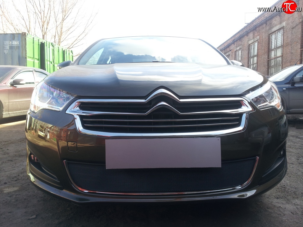 Сетка на бампер (седан) Russtal (черная) CITROEN C4 B7 (2011-2018)