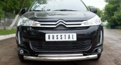 16 999 р. Защита переднего бампера (2 трубыØ76 и 42 мм, нержавейка) SLITKOFF  CITROEN C4 aircross (2012-2017). Увеличить фотографию 3