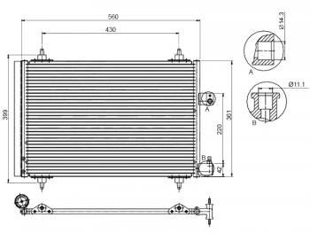Радиатор кондиционера SAT CITROEN C5 X40 дорестайлинг,лифтбэк (2000-2004)