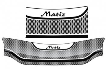 2 079 р. Дефлектор капота CA-Plastiс  Daewoo Matiz  M150 (2000-2016) (Серия Art белая). Увеличить фотографию 1