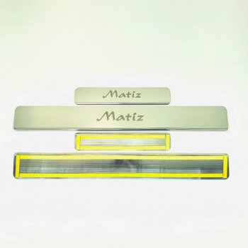 2 179 р. Накладки порожков салона INOX Daewoo Matiz M100 дорестайлинг (1998-2000) (Нержавеющая сталь). Увеличить фотографию 2