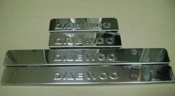 Накладки на порожки автомобиля M-VRS (нанесение надписи методом штамповки) Daewoo (Даеву) Matiz (Матиз)  M100 (1998-2000) M100 дорестайлинг