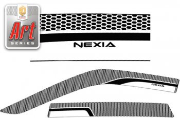 2 349 р. Дефлектора окон CA-Plastiс  Daewoo Nexia  рестайлинг (2008-2015) (Серия Art черная, Без хром.молдинга). Увеличить фотографию 1