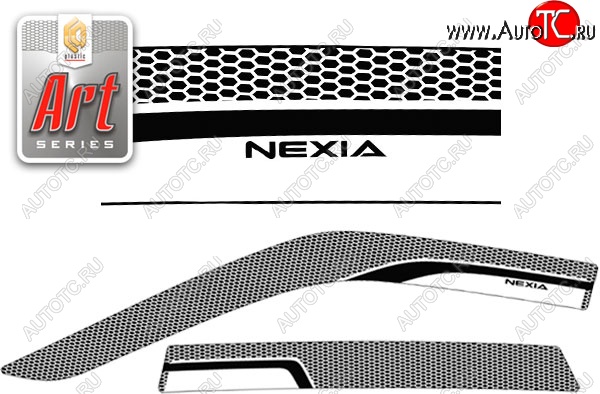 2 349 р. Дефлектора окон CA-Plastiс  Daewoo Nexia  рестайлинг (2008-2015) (Серия Art черная, Без хром.молдинга)