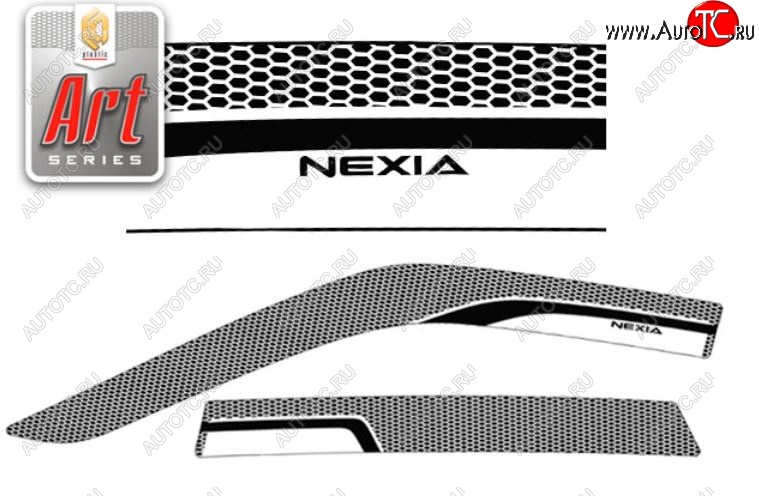 2 349 р. Дефлектор капота CA-Plastiс  Daewoo Nexia  дорестайлинг (1995-2008) (Серия Art белая, Без хром.молдинга)