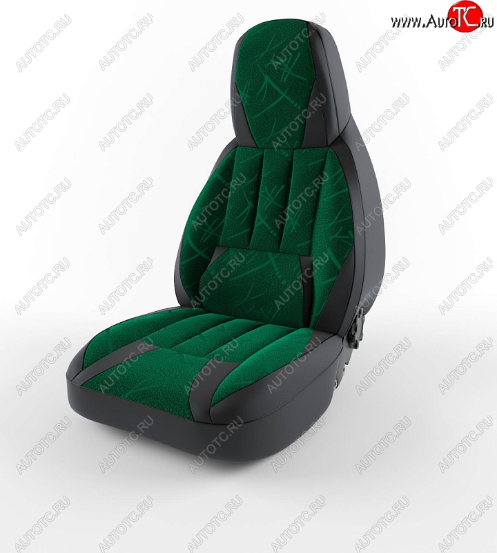 5 099 р. Чехлы для сидений Lord Autofashion Форсаж (экокожа)  Daewoo Nexia  дорестайлинг (1995-2008) (Черный, вставка флок Зеленый юнион)