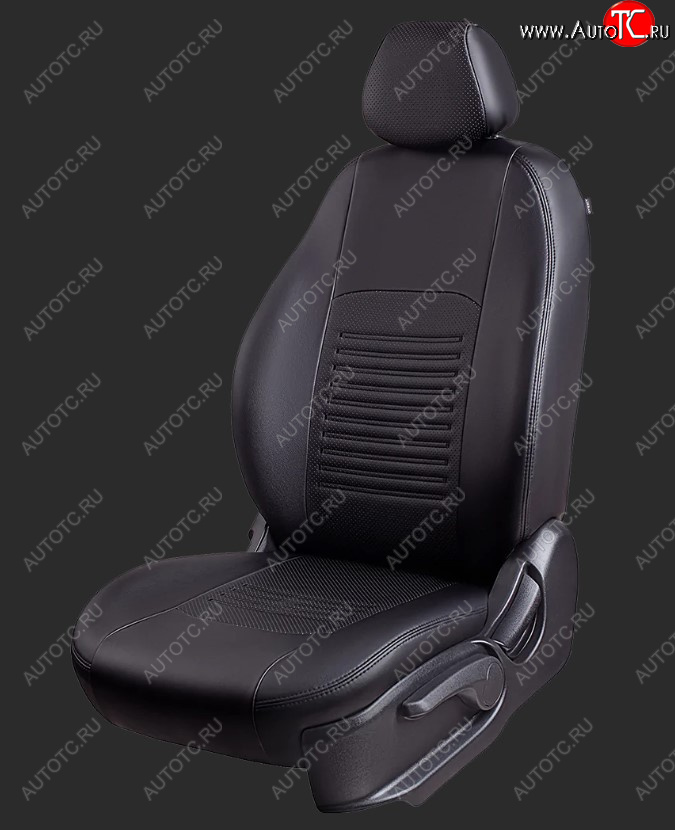 8 599 р. Чехлы для сидений Lord Autofashion Турин (экокожа, сплошная спинка)  Daewoo Nexia  дорестайлинг (1995-2008) (Черный, вставка черная)