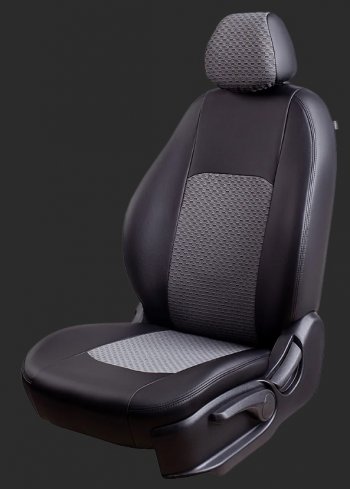 Чехлы для сидений Lord Autofashion Турин (экокожа/жаккард, сплошная спинка, 2 Г-образных подголовника) Daewoo Nexia рестайлинг (2008-2015)