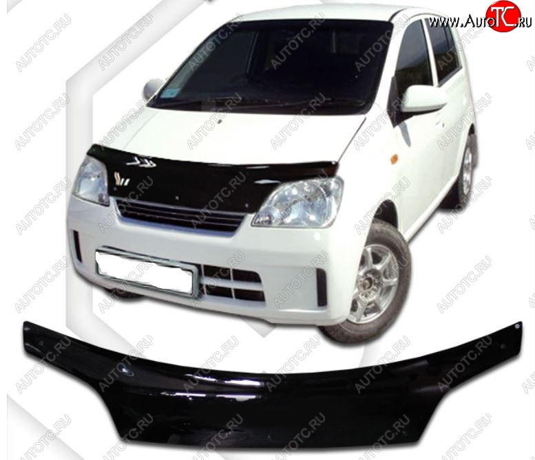 2 259 р. Дефлектор капота (кузов L250S, L250V, L260S) CA-Plastic  Daihatsu Mira (2003-2007) (Classic черный, Без надписи)