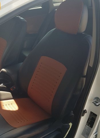 7 399 р. Чехлы для сидений Lord Autofashion Турин (экокожа, раздельная спинка) Datsun on-DO дорестайлинг (2014-2019) (Чёрный, вставка коричневая). Увеличить фотографию 3