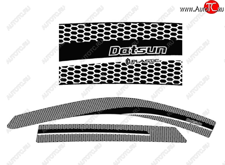 2 259 р. Дефлектора окон CA-Plastic  Datsun on-DO ( дорестайлинг,  рестайлинг) (2014-2024) (Серия Art черная, Без хром.молдинга)