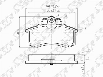 879 р. Комплект тормозных колодок SAT Datsun on-DO дорестайлинг (2014-2019). Увеличить фотографию 1