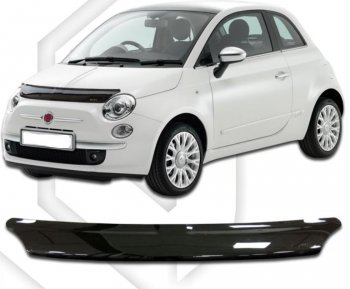 1 899 р. Дефлектор капота CA-Plastic  Fiat 500  312,FF (2007-2020) (Classic черный, Без надписи). Увеличить фотографию 1